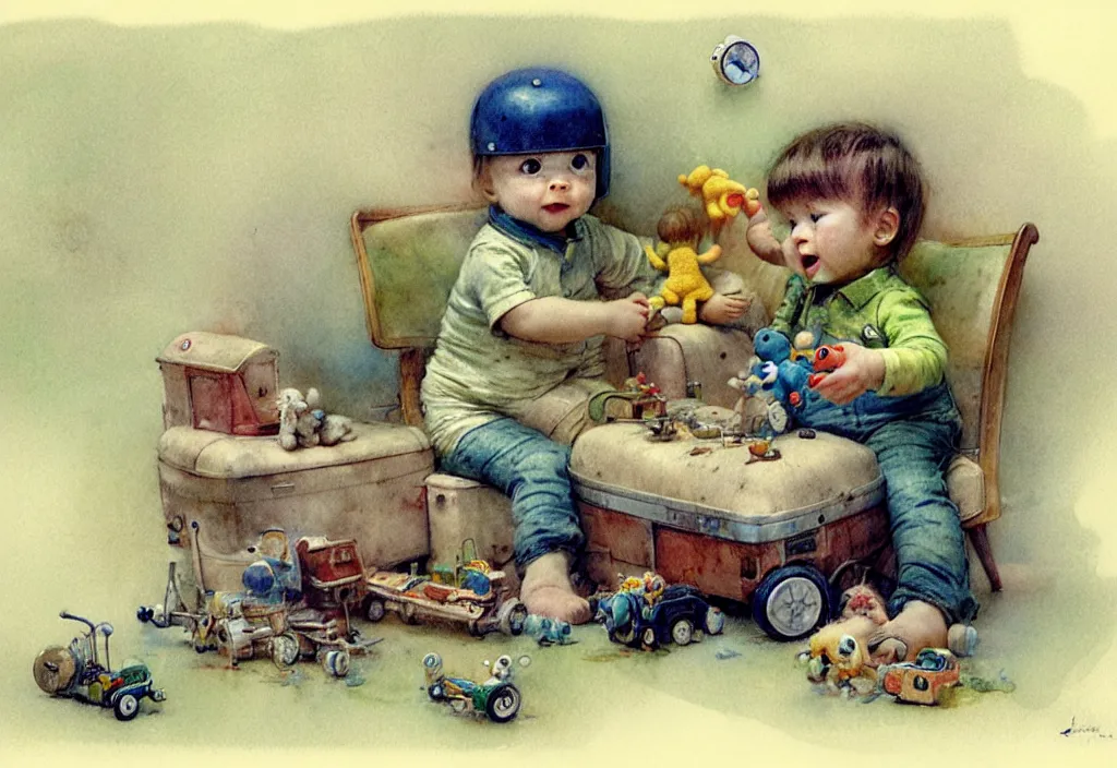 Image similar to toddler ( ( ( ( ( 1 9 5 0 retro future living room. muted colors. toys laying around ) ) ) ) ) by jean baptiste monge, chrome green