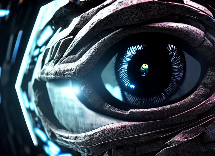 Prompt: Cybernetic human eye. Intricate. Very detailed 8k. Fantasy horror. Sharp. Cinematic post-processing. Unreal engine. Nanite. Ray tracing. Parallax. Tessellation