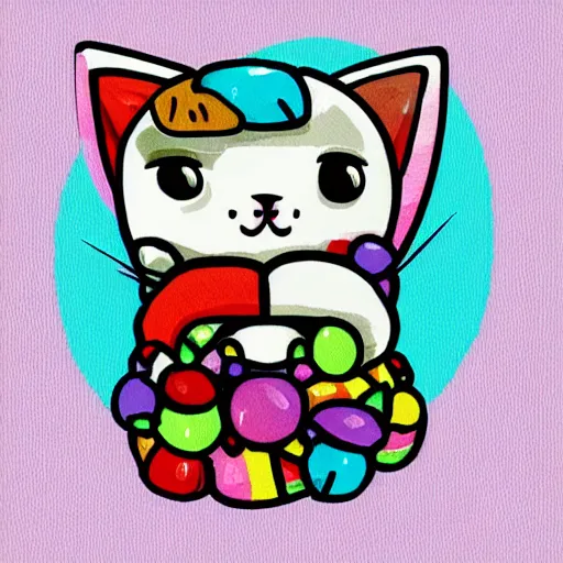 Prompt: Cute kitten, Katamari art style