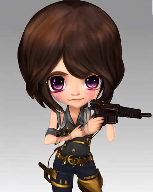 Image similar to katelynn mini cute style, highly detailed, rendered, ray - tracing, cgi animated, 3 d demo reel avatar, style of maple story, maple story gun girl, katelynn from league of legends chibi, perfect eyes, realistic eyes