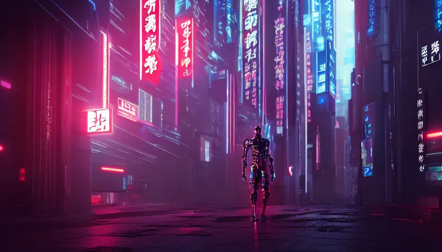 Image similar to movie still, an cyber samurai in night city,, cyberpunk horror style, cyberpunk, cyberpunk futuristic neo, detailed and intricate environment, octane render, unreal engine, 4 k