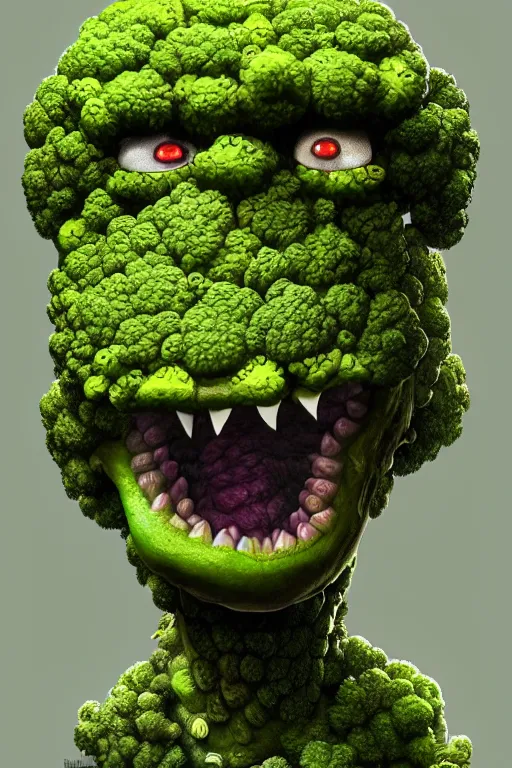 Image similar to a humanoid figure broccoli monster, highly detailed, digital art, sharp focus, ambient lighting, trending on art station