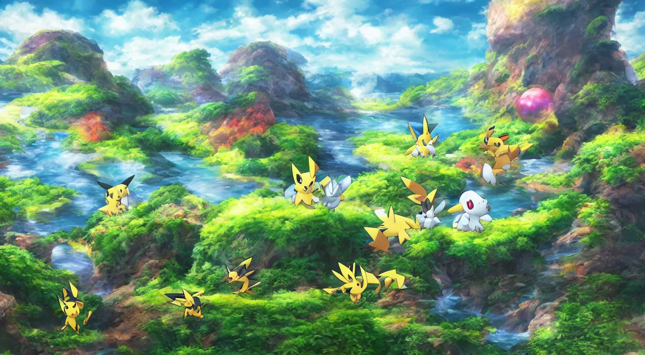 Prompt: majestic pokemon landscape, high definition, high detail, 8k, photorealistic,