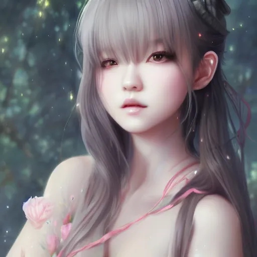 Image similar to realistic beautiful gorgeous natural cute fantasy japanese girl art drawn full HD 4K highest quality in artstyle by professional artists WLOP, Taejune Kim, yan gisuka, JeonSeok Lee, artgerm, Ross draws, Zeronis, Chengwei Pan on Artstation