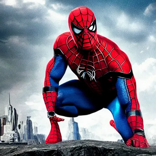 Prompt: Dwayne Johnson as SPIDERMAN in movie directed by Christopher Nolan