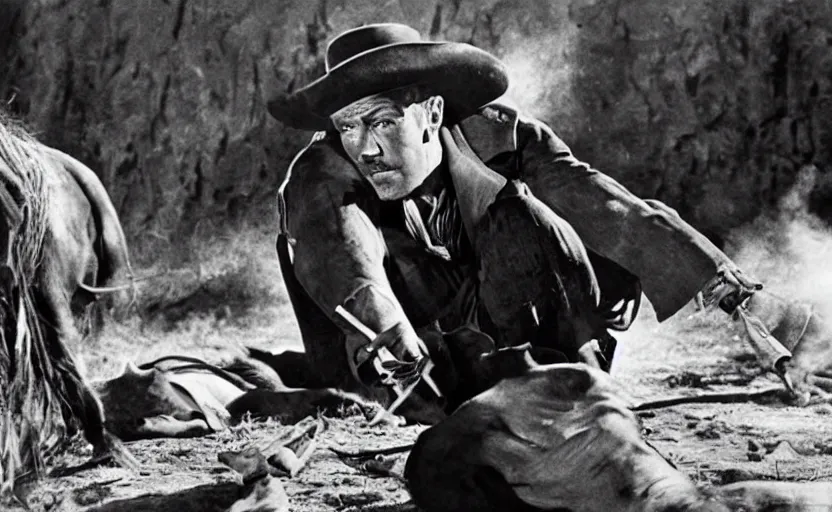 Prompt: movie still of kevin heart in 1 9 6 0's western, high detailed, cinematic, photorealistic,