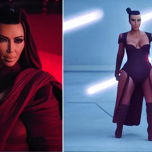 Image similar to kim kardashian in star wars as an evil sith, 8k resolution, full HD, cinematic lighting, award winning, anatomically correct