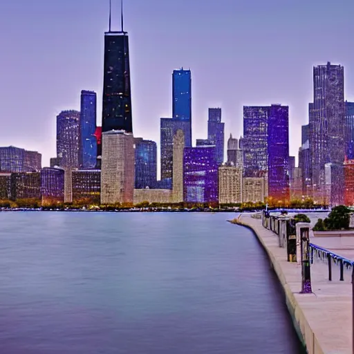 Prompt: Vaporwave Chicago Skyline