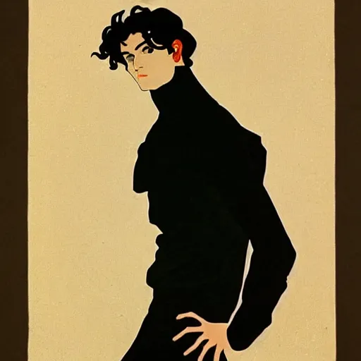 Image similar to painting of young cute handsome beautiful dark medium wavy hair man in his 2 0 s named shadow taehyung at the halloween pumpkin party, straight nose, depressed, melancholy, autumn, tokyo, elegant, clear, painting, stylized, delicate, soft facial features, delicate facial features, soft art, art by alphonse mucha, vincent van gogh, egon schiele