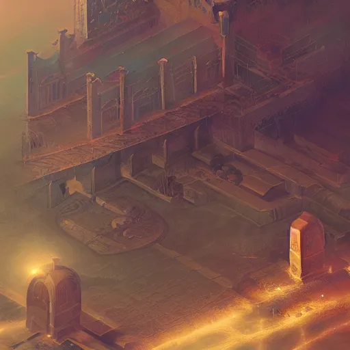 Image similar to ancient solar temple , stylish, lsd, trending on artstation, cinematic, artwork by WLOP