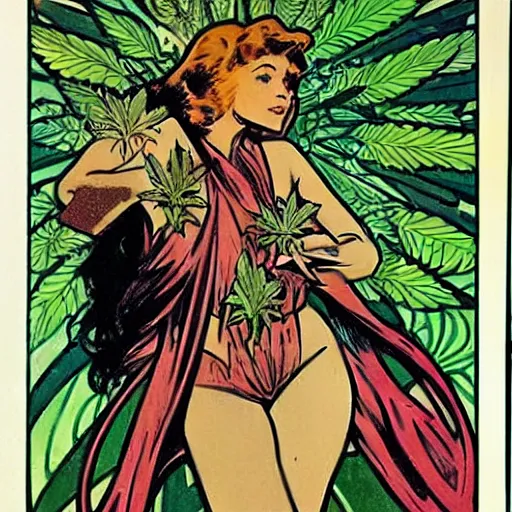 Prompt: cannabis is great, australia, comic book art by steve ditko and jack kirby and ( alphonse mucha )