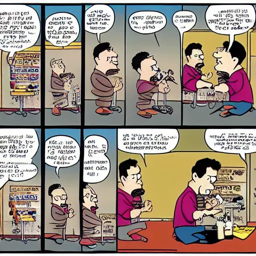 Prompt: Seinfeld, comic strip, by Bill Watterson