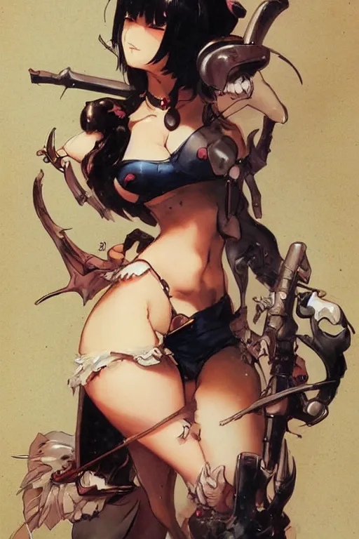 Image similar to a cute anime woman by frank frazetta and ross tran