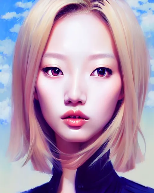 Image similar to portrait of Soo Joo Park as Anime girl cute-fine-face, blonde hair, pretty face, realistic shaded Perfect face, fine details. Anime. realistic shaded lighting by Ilya Kuvshinov Giuseppe Dangelico Pino and Michael Garmash and Rob Rey