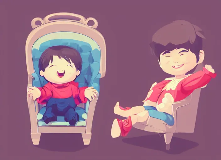 Image similar to a happy baby sitting in an armchair. clean cel shaded vector art. shutterstock. behance hd by lois van baarle, artgerm, helen huang, by makoto shinkai and ilya kuvshinov, rossdraws, illustration, art by ilya kuvshinov