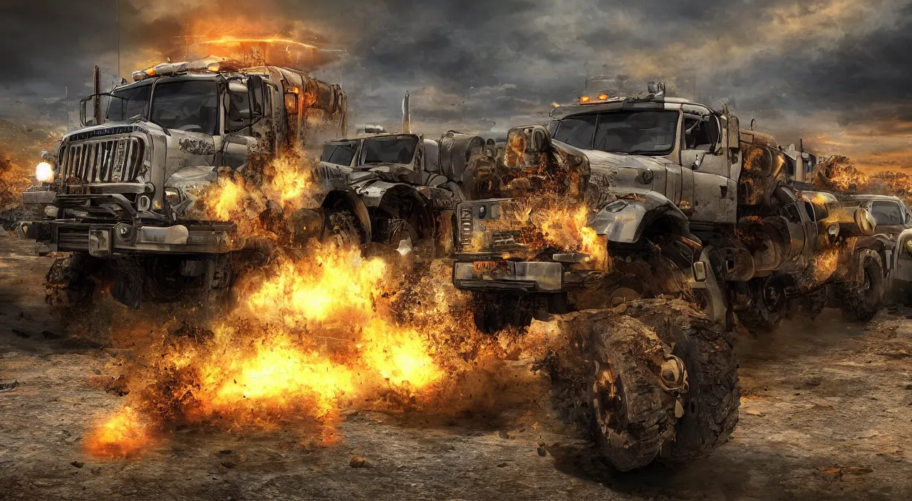 Prompt: hard truck apocalypse game, high definition, high detail, 4 k,