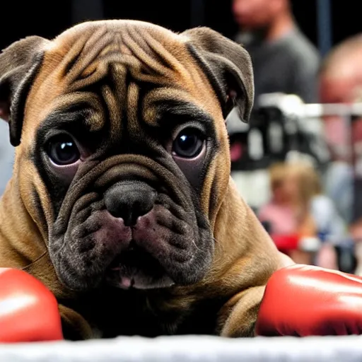 Image similar to brindle bullmastiff puppy in boxing match