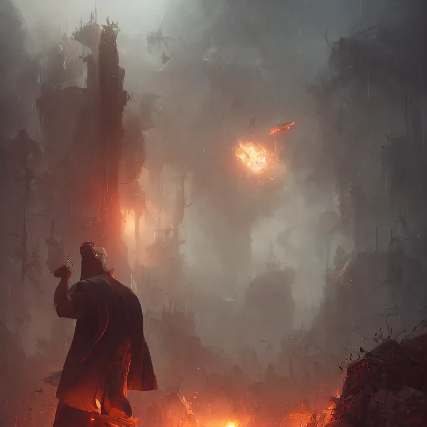 Image similar to a photorealistic rendering of illustration, a magical catalyst, mist, horror, magic, spell, digital 2 d, sci - fi, fututistic, by greg rutkowski