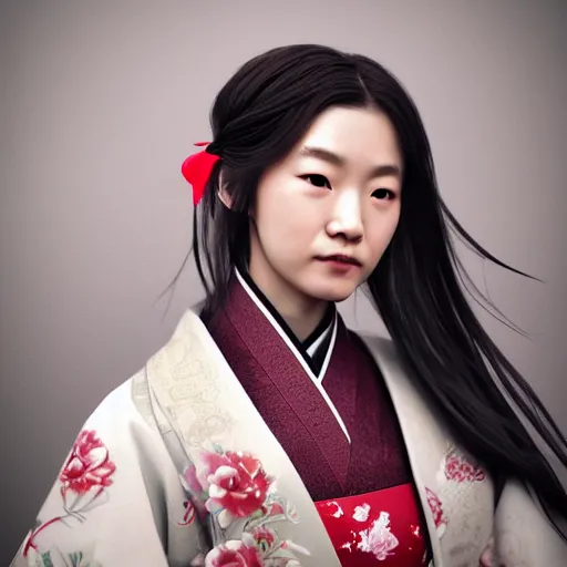 Image similar to a lovely girl in hanfu, by ruan jia, by yun ling, happy expression, smile, unreal engine, 3 d render, 8 k, closeup, smooth, trending on artstation, digital illustration, black hair