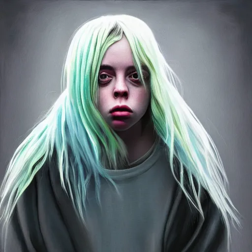 Prompt: painting of billie eilish by michal karcz | loony toons style