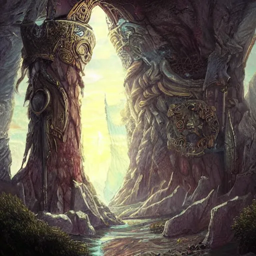 Image similar to the gateway to Valhalla, fantasy art, detailed , cinematic