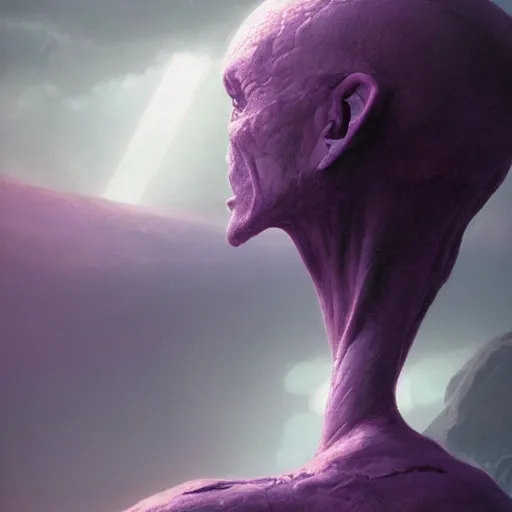 Prompt: portrait of a purple alien, octane render, greg rutkowski, dan seagrave