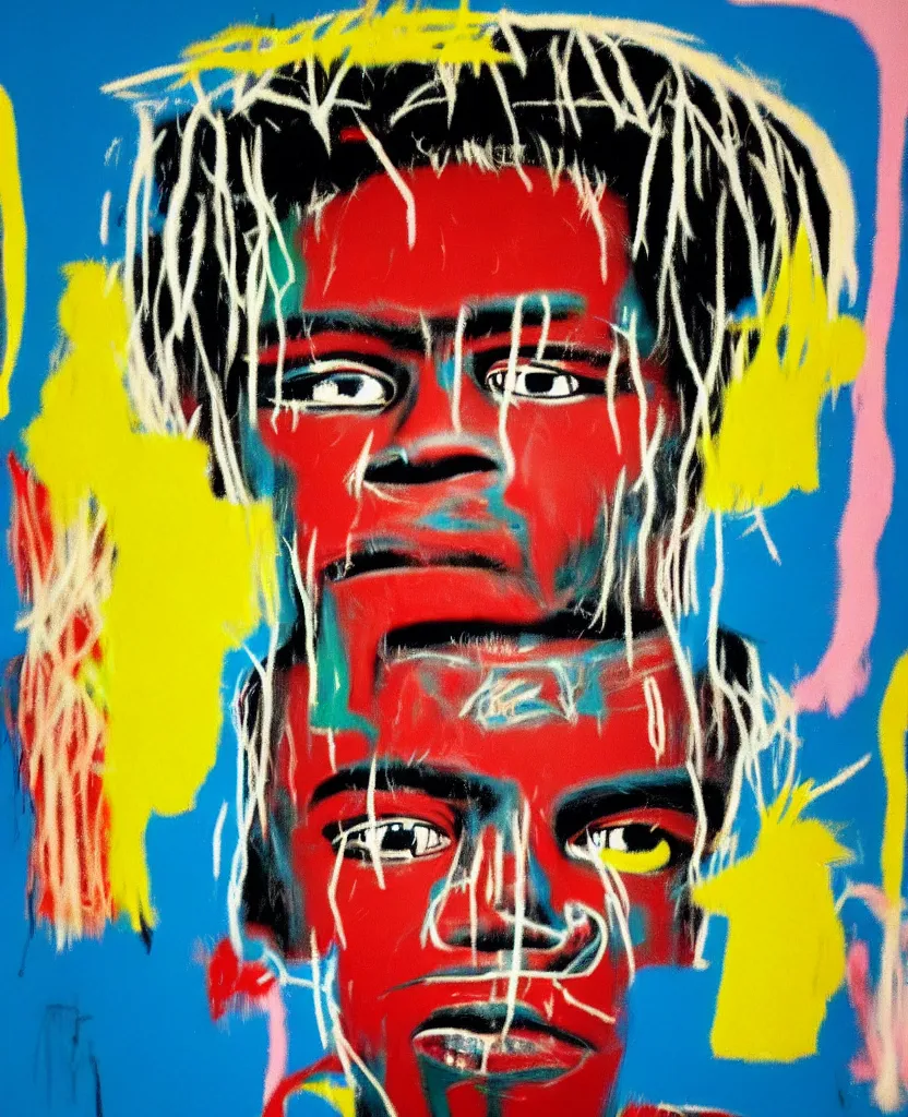 Image similar to medium format photo of ( basquiat ) ( kurt cobain ), color, photorealistic, hyperdetailed, 8 k