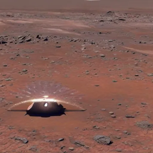 Prompt: A SpaceX Starship rocket landing on mars.