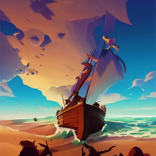 Image similar to painting treasure on sea of thieves game smooth median photoshop filter cutout vector, behance hd by jesper ejsing, by rhads, makoto shinkai and lois van baarle, ilya kuvshinov, rossdraws global illumination