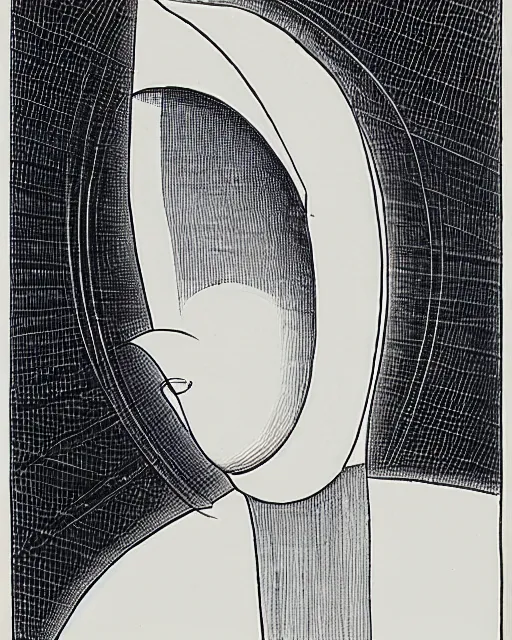 Prompt: Portrait of a mechanical god. Line drawing by Oskar Schlemmer. Pen and ink by Dali.