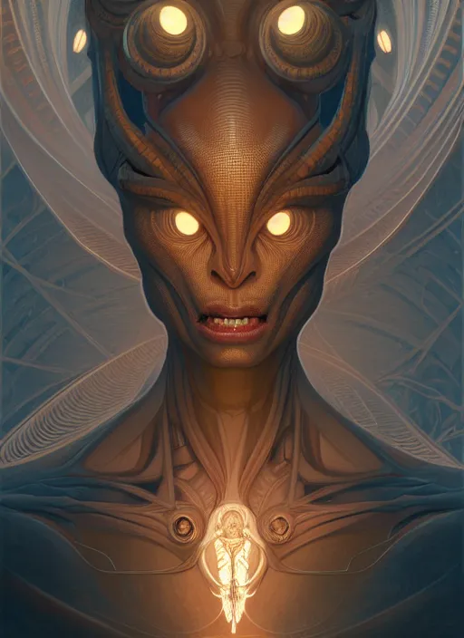 Prompt: symmetry!! portrait of grotesque alien, sci - fi, intricate, elegant, highly detailed, digital painting, artstation, concept art, smooth, sharp focus, illustration, art by artgerm and greg rutkowski and alphonse mucha, 8 k