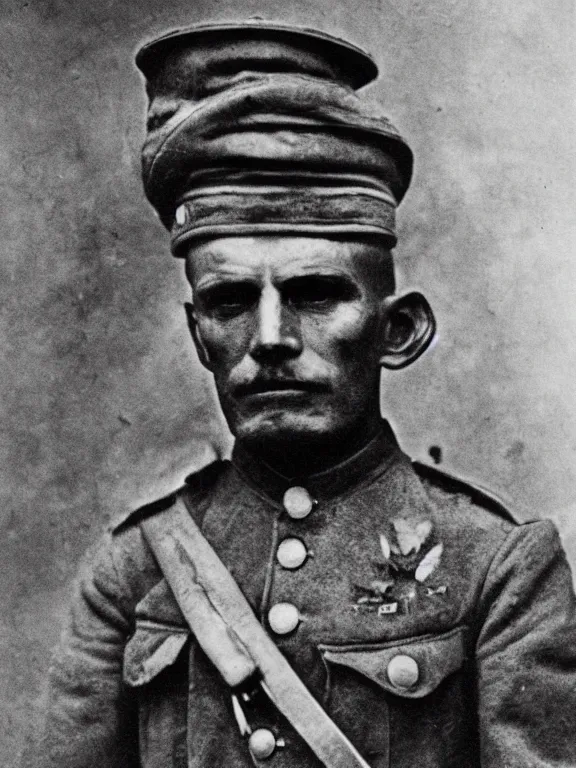 Prompt: portrait of death god, ww1 photo, grainy, high detail, high resolution,