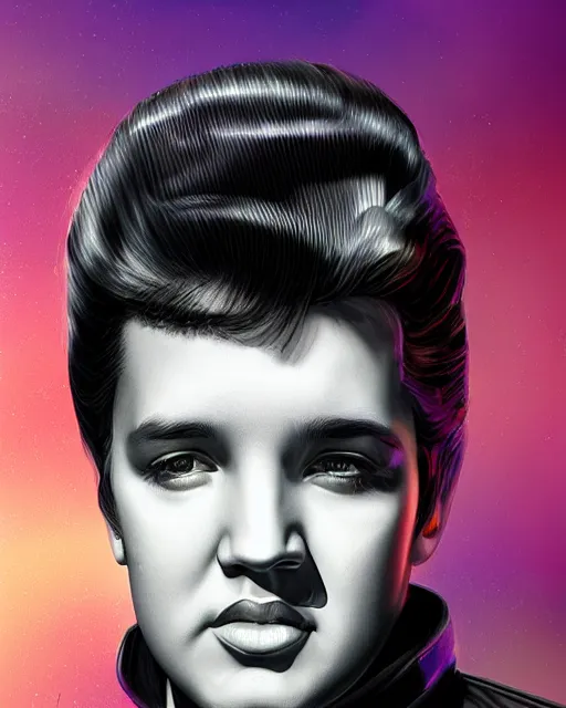 Prompt: young elvis presley portrait, by alexander fedosav, hyper detailed digital matte photo, concept art, hyperrealism, 1 6 k resolution, cinema 4 d, 8 k resolution, trending on artstation, behance hd, a masterpiece, by stephan martiniere, particles, spotlight, by david a. hardy,