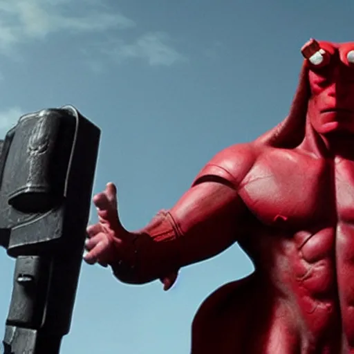 Prompt: a still from the movie hellboy crossover with the game rez