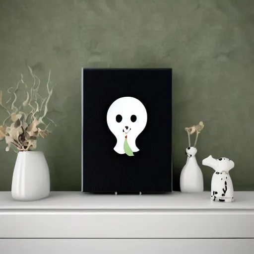 Image similar to a cute ghost in a dark gloomy forest oil paint brush strokes