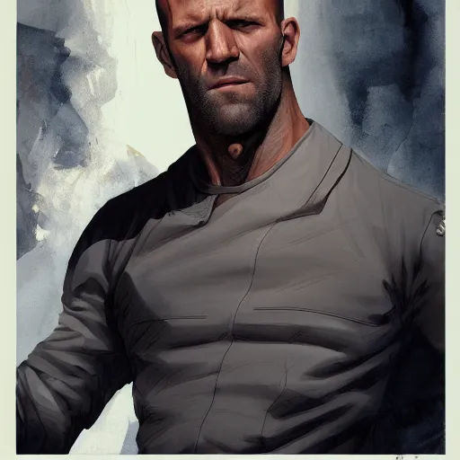 Image similar to jason statham, zoom, james jean, artstation 8 k