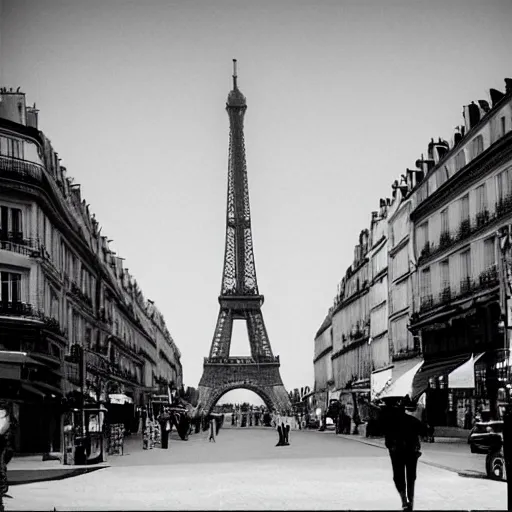 Image similar to Paris street in the Twilight Zone, strange things happening