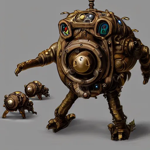 Image similar to steampunk tardigrade, unreal engine, style of peter mohrbacher, 8 k highly detailed, path traced