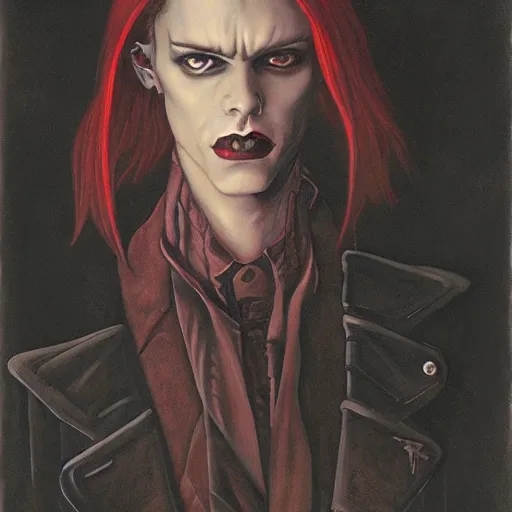 Prompt: portrait of an urban vampire, by gerald brom