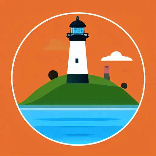 Prompt: clean simple illustration of lighthouse, lighting, google material, flat design, dribbble