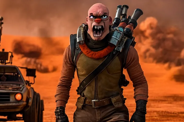 Image similar to nick wilde, heavily armed and armored facing down armageddon in a dark and gritty reboot from the makers of mad max : fury road :