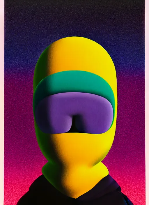 Image similar to person wearing a balaclava by shusei nagaoka, kaws, david rudnick, airbrush on canvas, pastell colours, cell shaded, 8 k