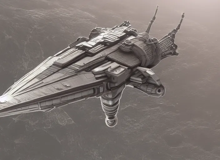 Image similar to a highly detailed 3 d render of a giant spaceship, by karanak