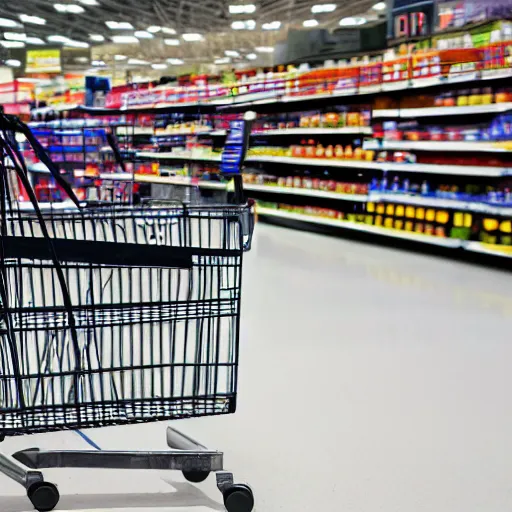 Image similar to A still of a Darth Vader shopping for groceries at Walmart with a shopping cart, 4k, 35mm, photograph, photoreal, ultra realistic, highly detailed, professional lighting