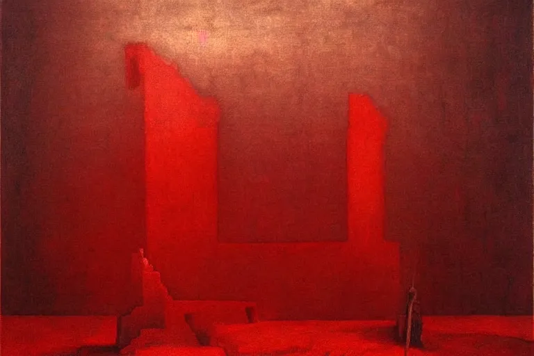 Image similar to only with red, caesar after war, a red tiger, in hoc signo vinces, rome in background, an ancient path, in the style of beksinski, part by hopper, part by rodcenko, part by hofbauer, intricate composition, red by caravaggio, insanely quality, highly detailed, masterpiece, red light, artstation