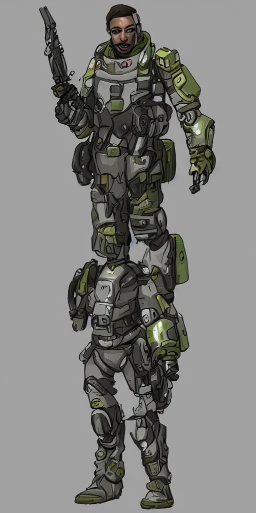 Image similar to scifi soldier in the style of Blizard