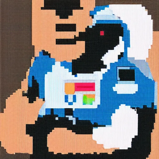 Image similar to 8 - bit, realistic self portrait, astronaut with a chimpanzee.