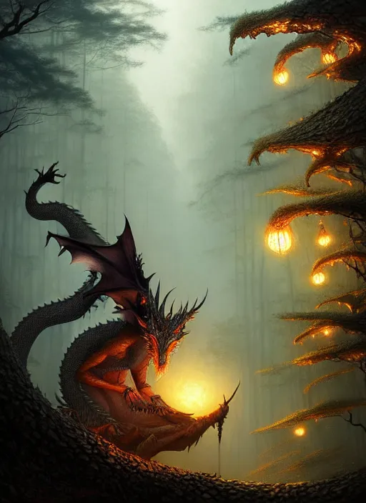 Image similar to fantasy forest landscape, dragon scales, fantasy magic, dark light night, intricate, elegant, sharp focus, illustration, highly detailed, digital painting, concept art, matte, art by WLOP and Artgerm and Greg Rutkowski, masterpiece