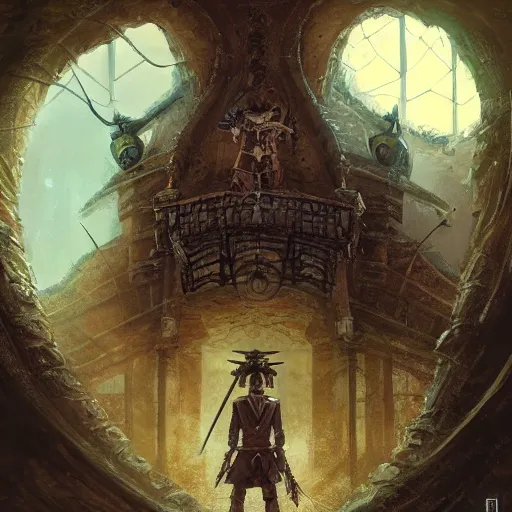 Prompt: samurai jeff goldblum in abandoned castle, by frank fazetta and peter mohrbacher, hq artwork, coherent, insane detail, concept art, character concept, character full body portrait, golden ratio, rule of thirds, highly detailed, cinematic lighting, global illumination radiating a glowing aura