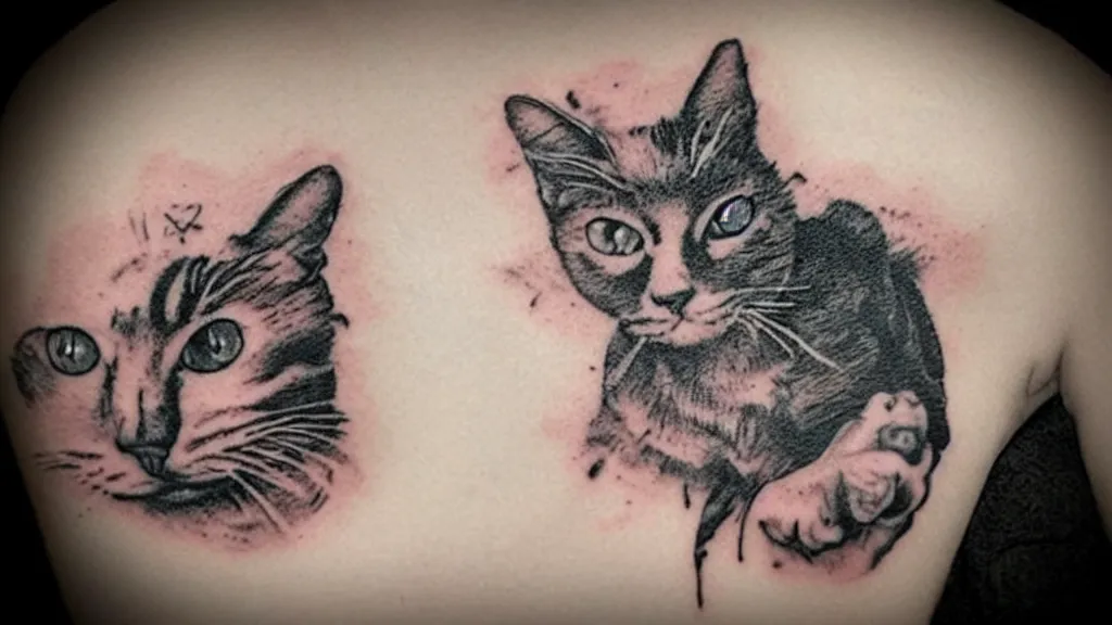 Image similar to a cat in tatoo style